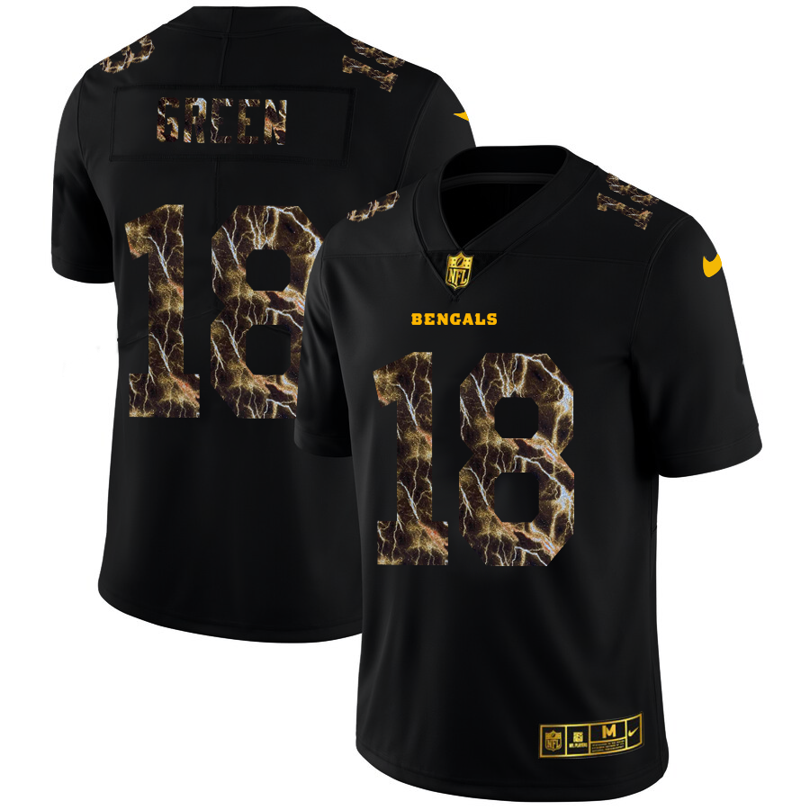 2020 Cincinnati Bengals #18 A.J. Green Men Black Nike Flocked Lightning Vapor Limited NFL Jersey->customized nfl jersey->Custom Jersey